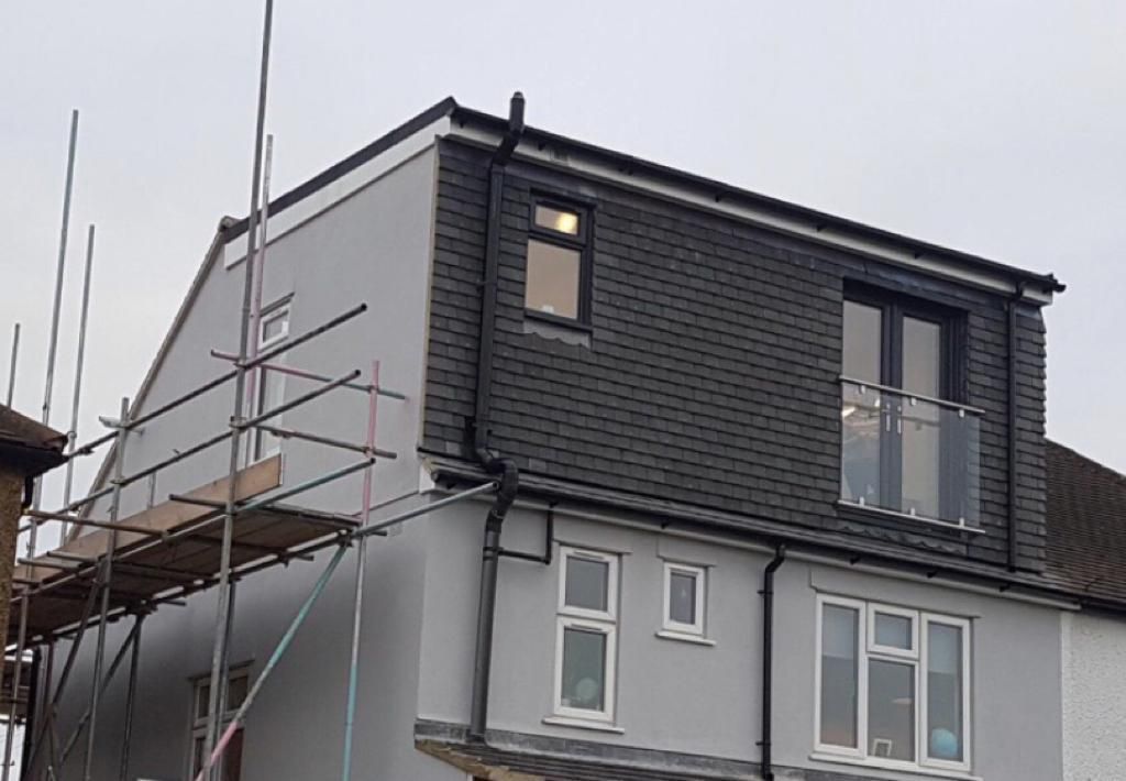 Dormer loft conversion with Juliet balcony under construction