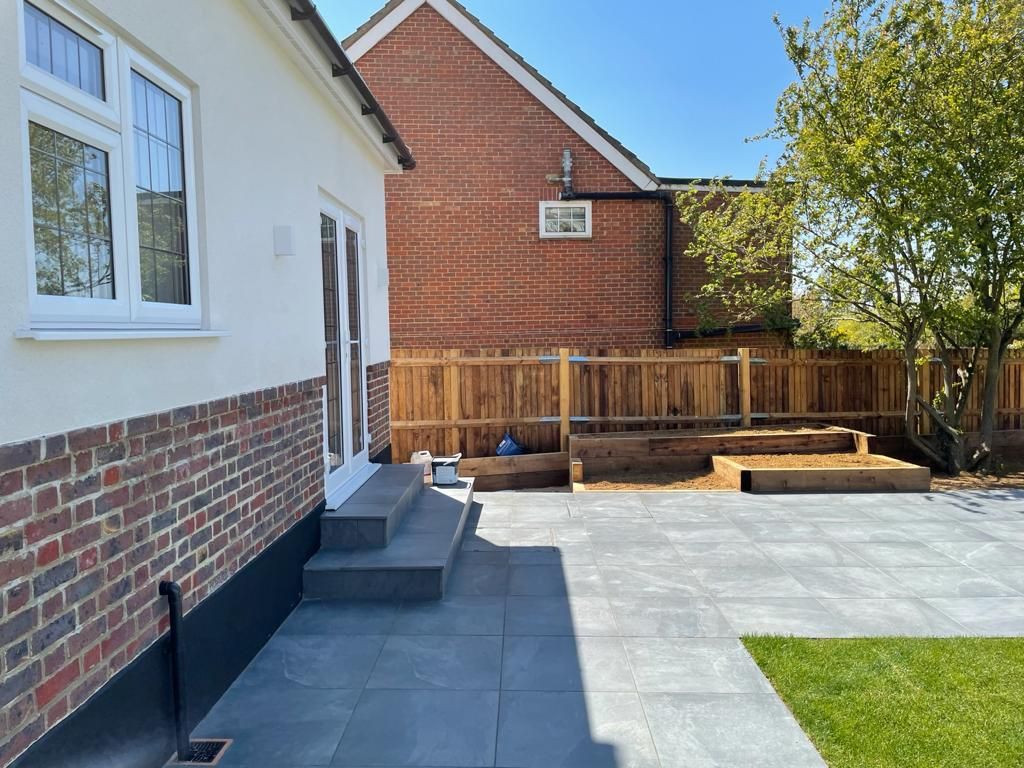 New raised planters and patio