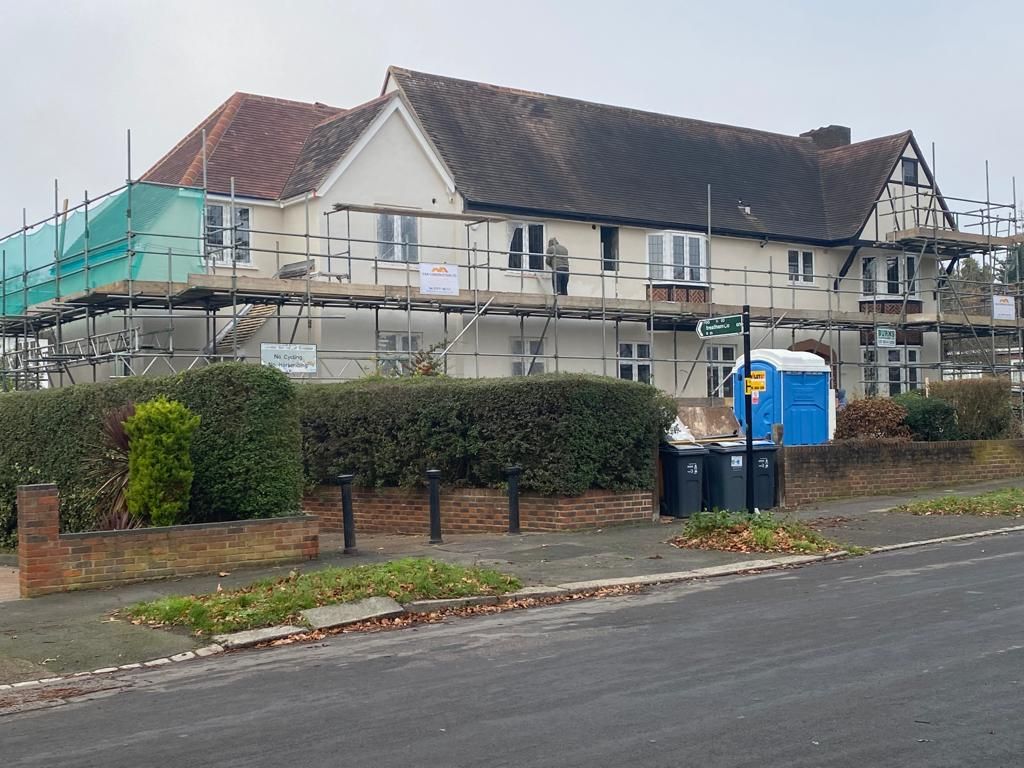 Large house extension and refurbishment under scaffold